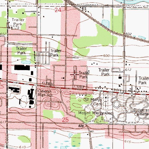 Topographic Map of Char-el Mobile Home Park, IN