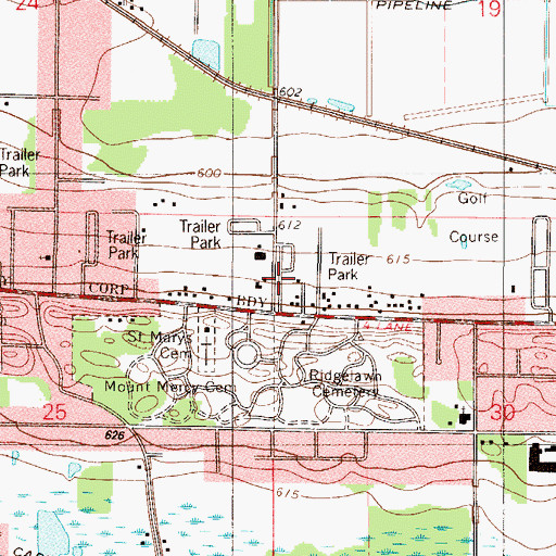Topographic Map of Glenview Mobile Home Park, IN