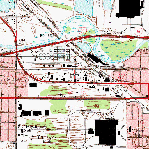 Topographic Map of Noble Mobile Home Park, IN