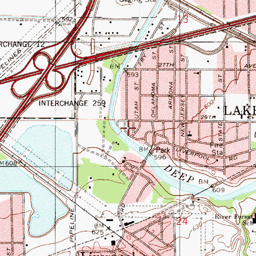 Topographic Map of Riverside Mobile Home Park, IN