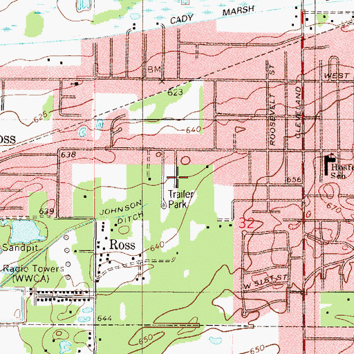 Topographic Map of Ross Mobile Home Park, IN