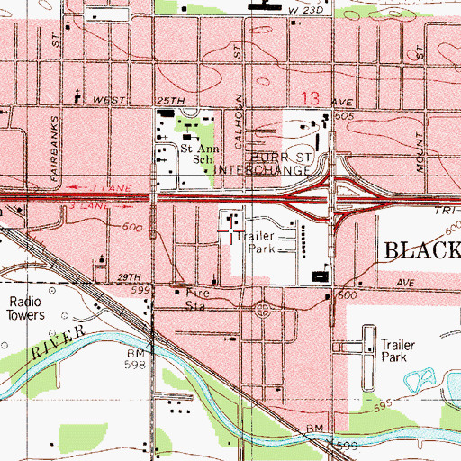 Topographic Map of Sunshine Seven Mobile Home Park, IN
