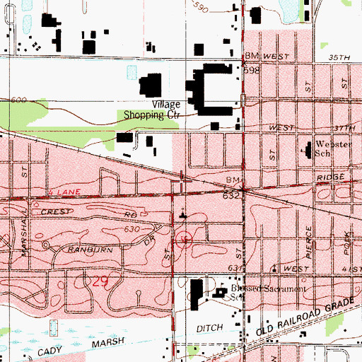 Topographic Map of Village Mobile Home Park, IN