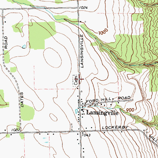 Topographic Map of Lansingville Cemetery, NY