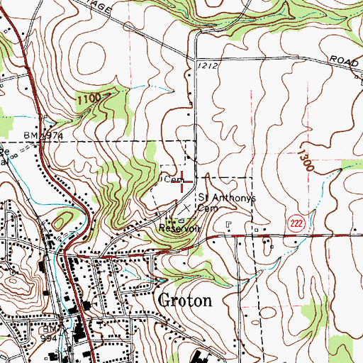 Topographic Map of Groton Rural Cemetery, NY