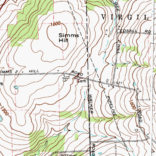 Topographic Map of Gee Town Cemetery, NY