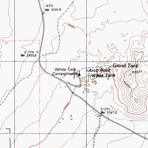 Topographic Map of White Tank Campground, CA