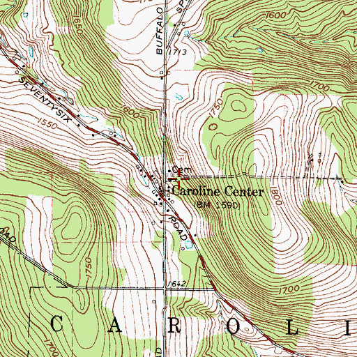 Topographic Map of Caroline Centre Church, NY