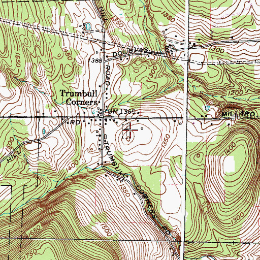 Topographic Map of Turnbulls Corners Cemetery, NY