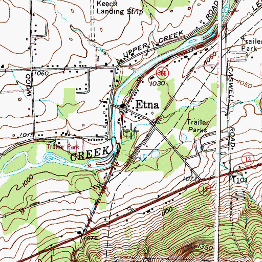 Topographic Map of Etna Cemetery, NY