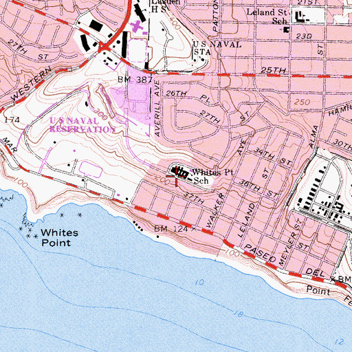 Topographic Map of White Point Elementary School, CA