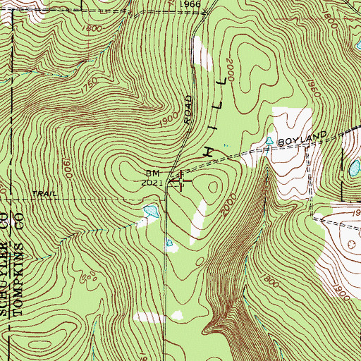 Topographic Map of Connecticut Hill Cemetery, NY