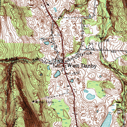 Topographic Map of West Danby Methodist Cemetery, NY