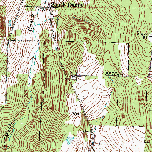 Topographic Map of South Danby Cemetery, NY
