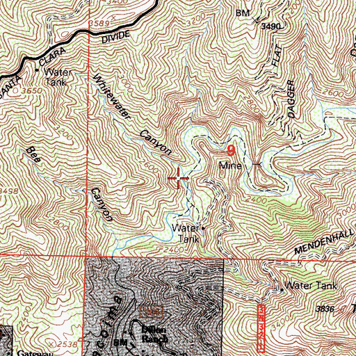 Topographic Map of Whitewater Canyon, CA