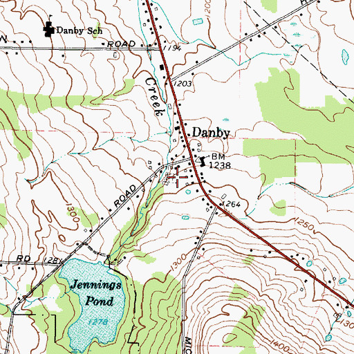 Topographic Map of Danby Village Cemetery, NY