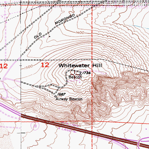 Topographic Map of Whitewater Hill, CA