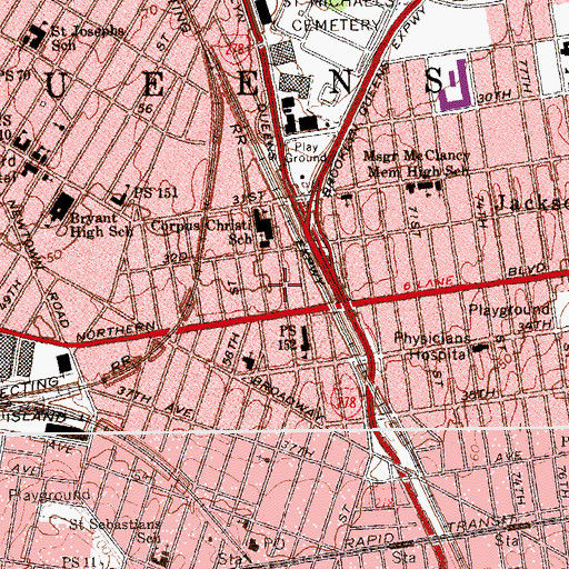 Topographic Map of Joong Ang Presbyterian Church, NY
