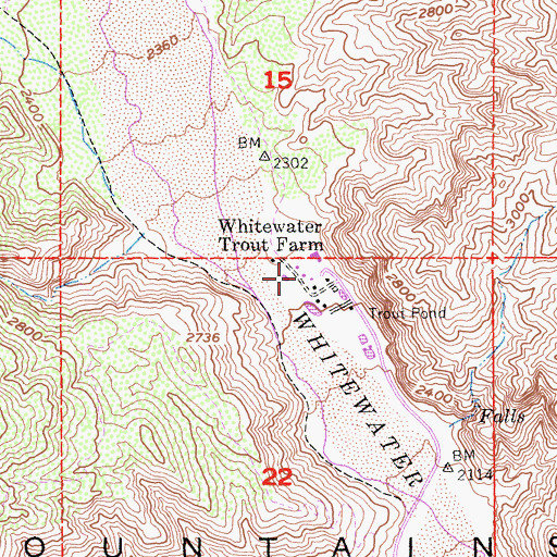 Topographic Map of Whitewater Trout Farm, CA