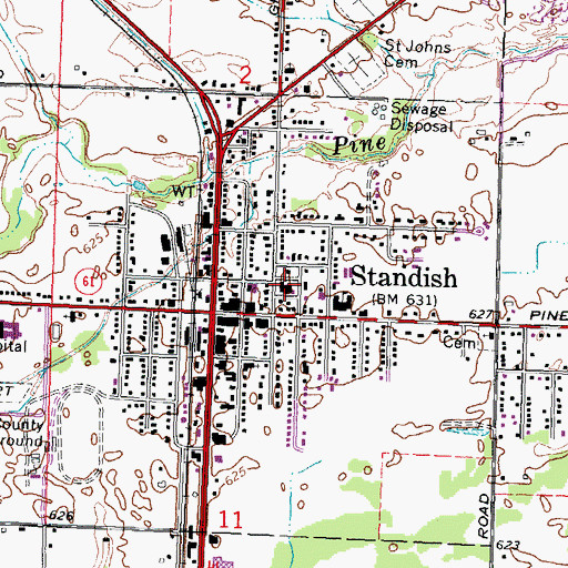 Topographic Map of Arenac County Courthouse, MI