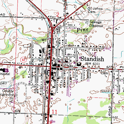 Topographic Map of Grace Episcopal Church, MI
