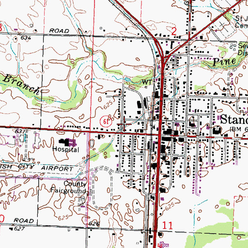 Topographic Map of Standish Library, MI