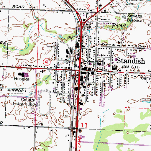 Topographic Map of Standish Station, MI