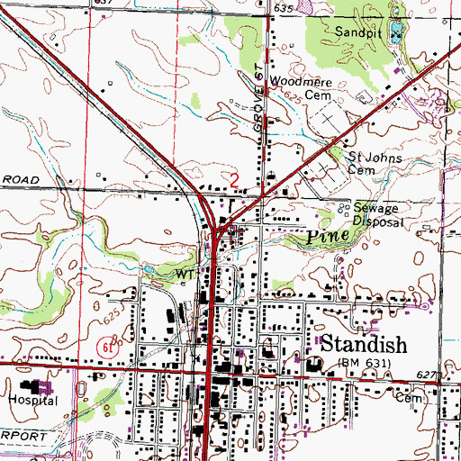 Topographic Map of Standish Free Methodist Church, MI