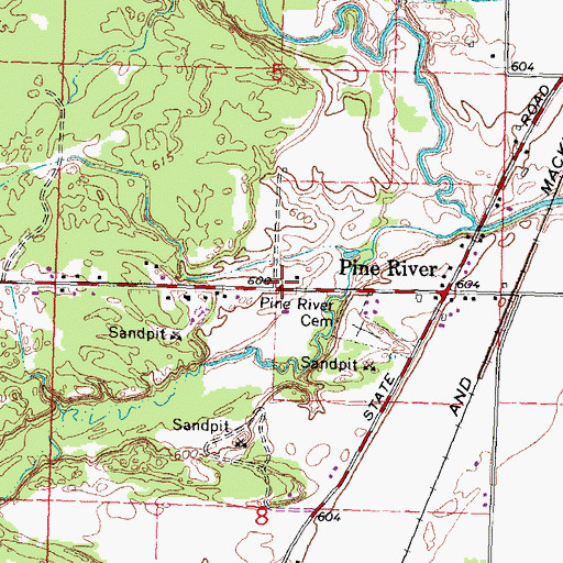 Topographic Map of Pine River Golf Club, MI