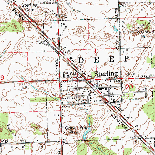 Topographic Map of Sterling Station, MI