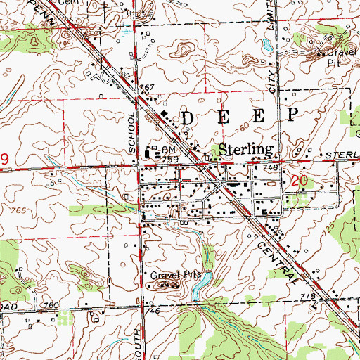 Topographic Map of Sterling United Methodist Church, MI