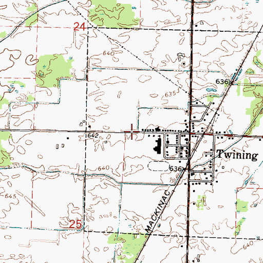 Topographic Map of Twining Baptist Church, MI