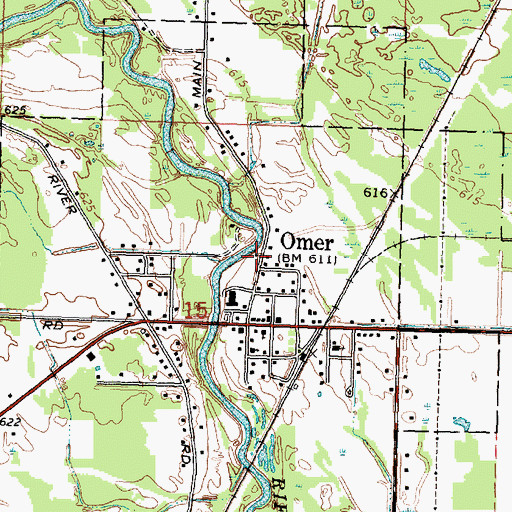 Topographic Map of Omer - Arenac Township Fire Department, MI