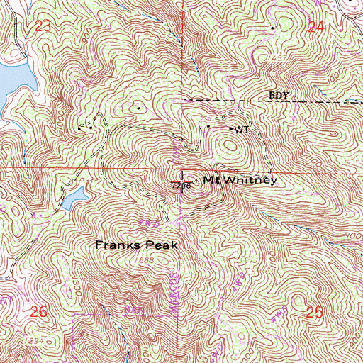 Topographic Map of Mount Whitney, CA