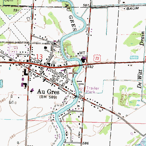 Topographic Map of Au Gres State Dock, MI