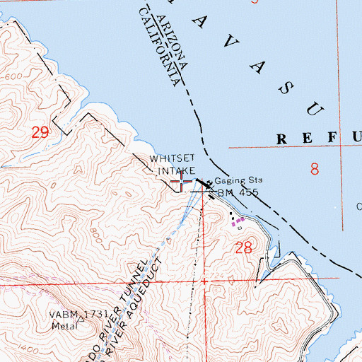 Topographic Map of Whitset Intake, CA