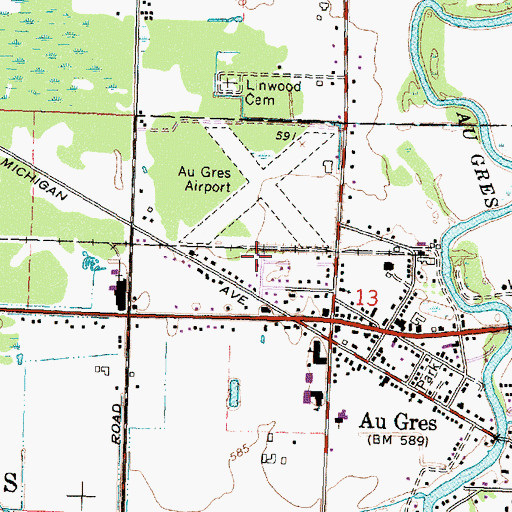 Topographic Map of Au Gres Station (historical), MI
