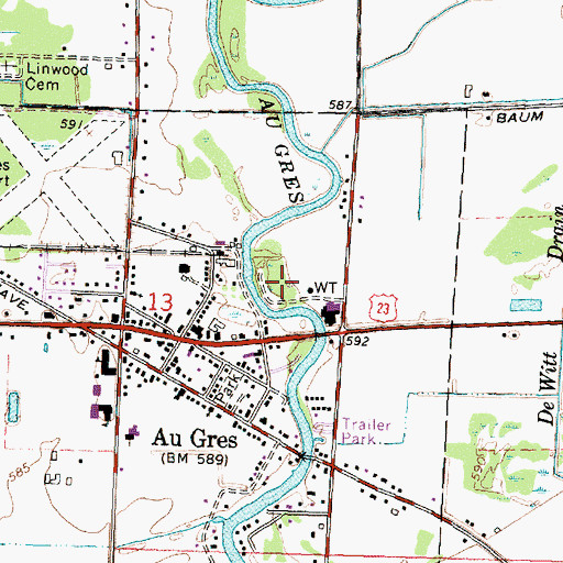 Topographic Map of Au Gres City Park, MI