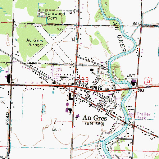 Topographic Map of Saint Johns Lutheran Church, MI