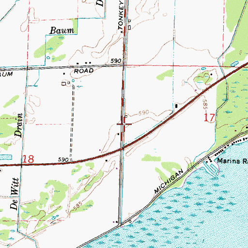 Topographic Map of Saint Paul Lutheran Church, MI