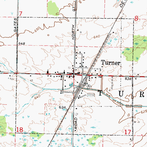 Topographic Map of Turner Post Office, MI
