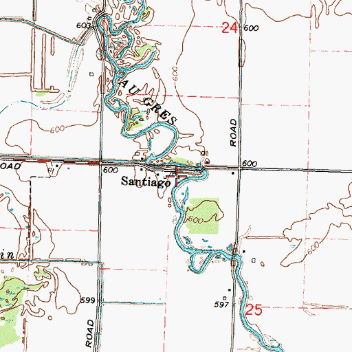 Topographic Map of Santiago Post Office (historical), MI