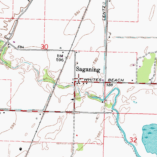 Topographic Map of Saganing Post Office (historical), MI
