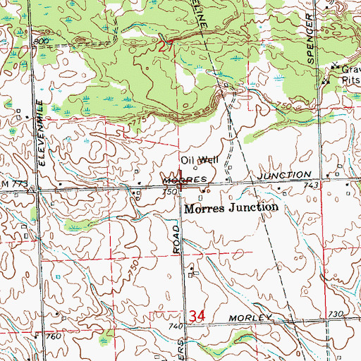Topographic Map of Moores Junction Post Office (historical), MI