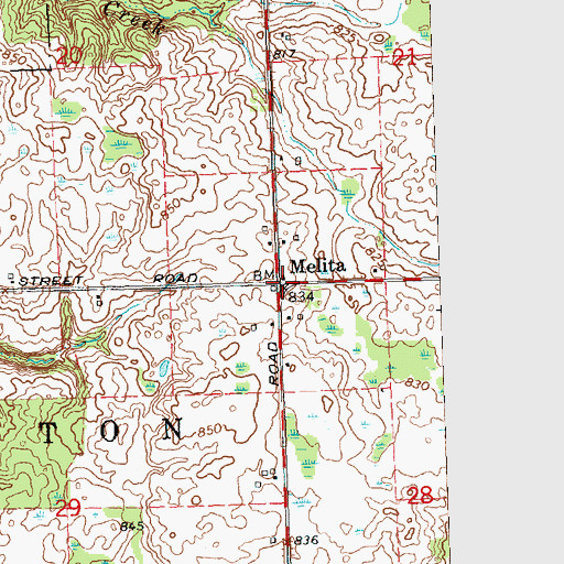 Topographic Map of Melita Post Office (historical), MI