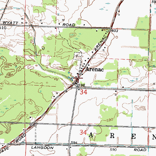 Topographic Map of Arenac Post Office (historical), MI