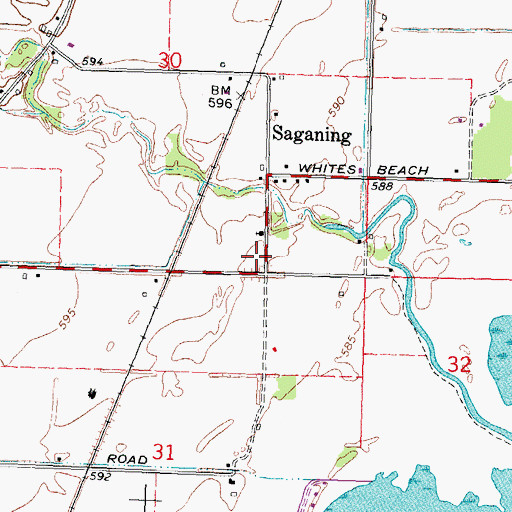 Topographic Map of Saganing Indian Methodist Mission Cemetery, MI