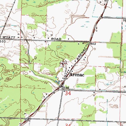 Topographic Map of Arenac Township Cemetery, MI