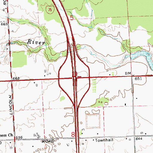 Topographic Map of Interchange 190, MI