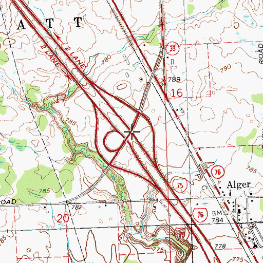 Topographic Map of Interchange 202, MI